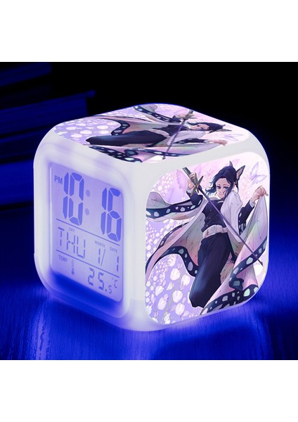 Wekity Anime Çalar Saat Tek Parça LED Kare Saat Zaman, Sıcaklık, Alarm, Tarih ile Dijital Çalar Saat (Yurt Dışından)