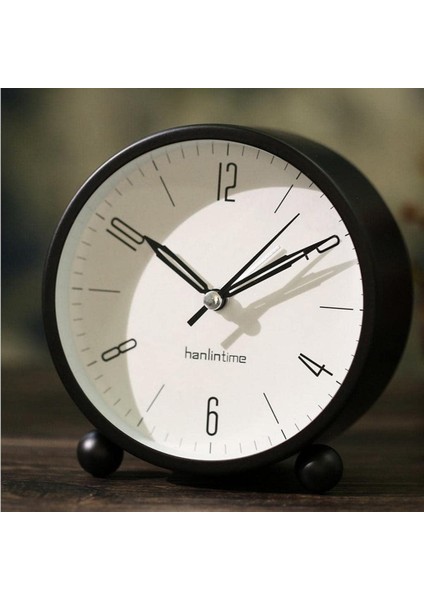 Çalar Saat 4 Inç Yuvarlak Sessiz Analog Erteleme Çalar Saat Geçmeyen, Gece Işıklı, Pille Çalışan Sessiz Çalar Saat, Başucu / Masa Çalar Saat - Siyah (Yurt Dışından)