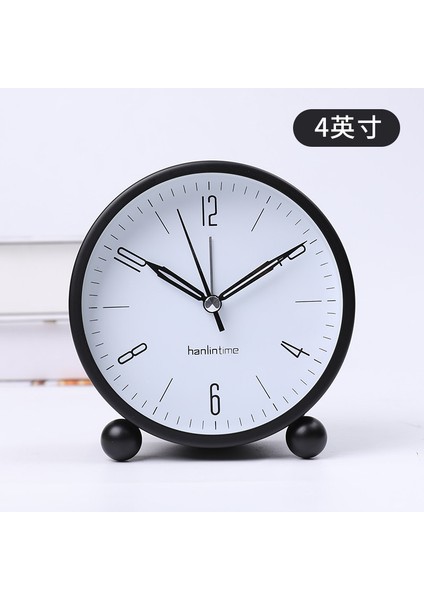 Çalar Saat 4 Inç Yuvarlak Sessiz Analog Erteleme Çalar Saat Geçmeyen, Gece Işıklı, Pille Çalışan Sessiz Çalar Saat, Başucu / Masa Çalar Saat - Siyah (Yurt Dışından)