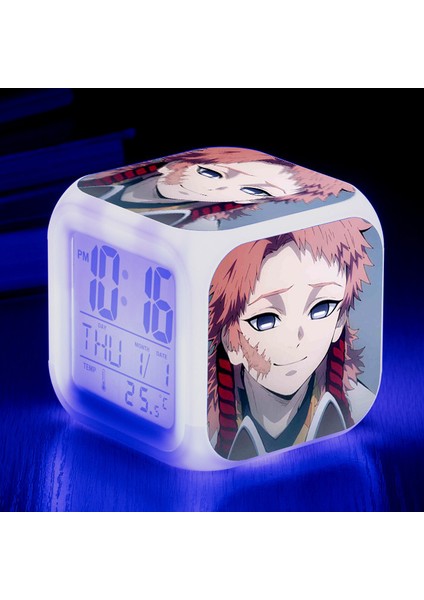 Wekity Anime Çalar Saat Tek Parça LED Kare Saat Zaman, Sıcaklık, Alarm, Tarih ile Dijital Çalar Saat (Yurt Dışından)