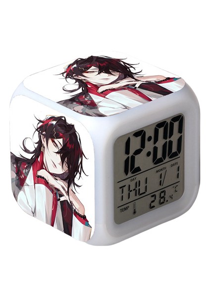 Wekity Anime Çalar Saat Tek Parça LED Kare Saat Zaman, Sıcaklık, Alarm, Tarih ile Dijital Çalar Saat (Yurt Dışından)