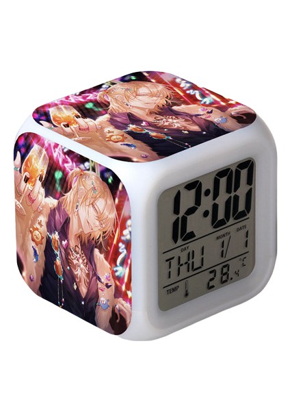Wekity Anime Çalar Saat Tek Parça LED Kare Saat Zaman, Sıcaklık, Alarm, Tarih ile Dijital Çalar Saat (Yurt Dışından)