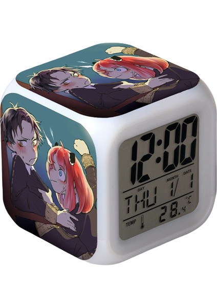 Wekity Anime Çalar Saat Tek Parça LED Kare Saat Zaman, Sıcaklık, Alarm, Tarih ile Dijital Çalar Saat (Yurt Dışından)
