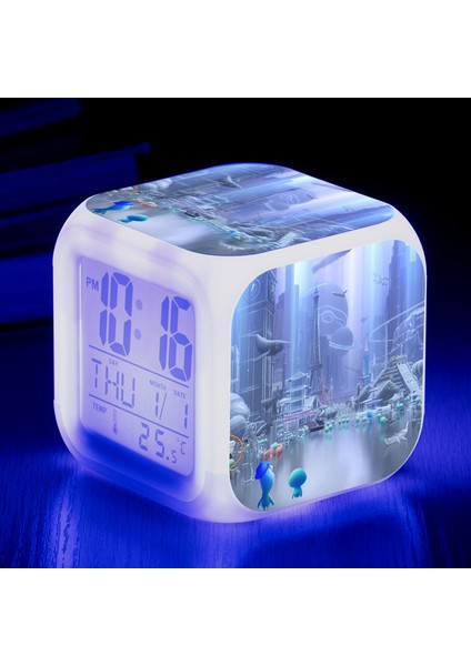 Wekity Anime Zihin Macera Renkli Çalar Saat LED Kare Saat Zaman, Sıcaklık, Alarm, Tarih ile Dijital Çalar Saat (Yurt Dışından)