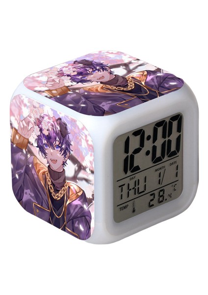 Wekity Anime Çalar Saat Tek Parça LED Kare Saat Zaman, Sıcaklık, Alarm, Tarih ile Dijital Çalar Saat (Yurt Dışından)