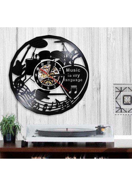 Müzik Vinil Plak Duvar Saati - Müzik Notası Vinil Duvar Saati - Vinil Saat - Oturma Odası Duvar Dekoru - Müzik Aşığı Için Benzersiz Hediyeler (Yurt Dışından) fırsatları