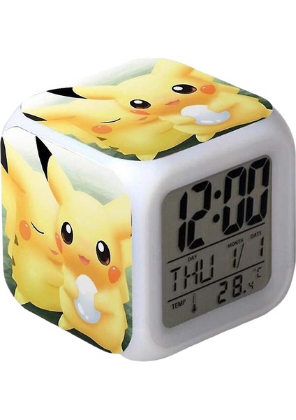 Wekity Anime Karikatür Çalar Saat Tek Parça LED Kare Saat Zaman, Sıcaklık, Alarm, Tarih ile Dijital Çalar Saat (Yurt Dışından)