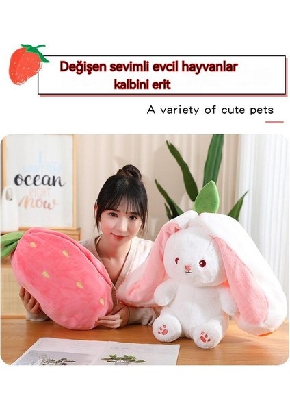 Zaox Çilekli Tavşan Koko, Kulaksız 35CM (Yurt Dışından)