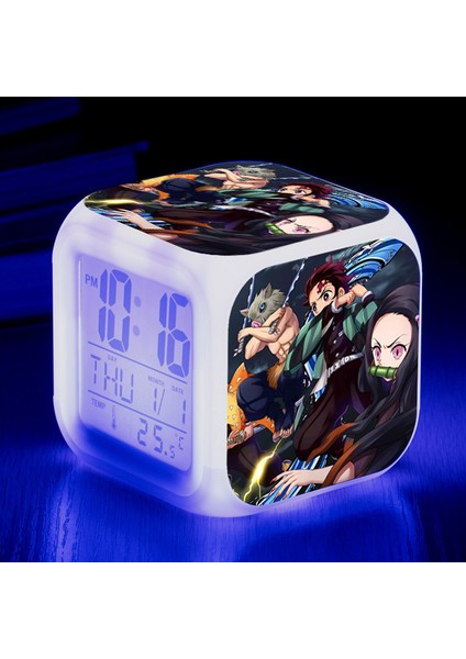 Wekity Anime Çalar Saat Tek Parça LED Kare Saat Zaman, Sıcaklık, Alarm, Tarih ile Dijital Çalar Saat (Yurt Dışından)