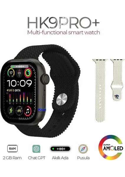 Hk9 Pro Plus Watch 9 Serisi Amoled Ekran Chatgpt Yapay Zeka Destekli Akıllı Saat Çift Kordon