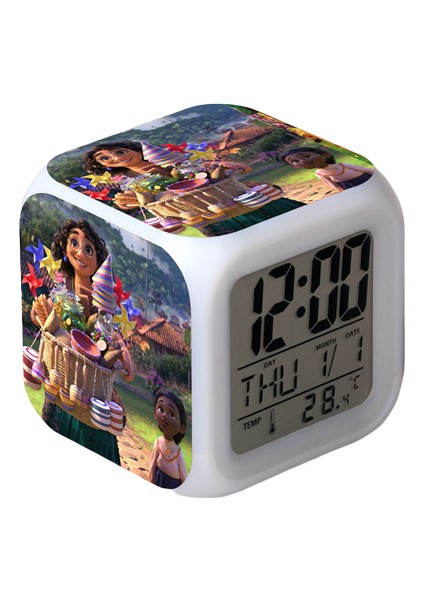 Wekity Anime Sihirli Tam Ev Çalar Saat LED Kare Saat Zaman, Sıcaklık, Alarm, Tarih ile Dijital Çalar Saat (Yurt Dışından)