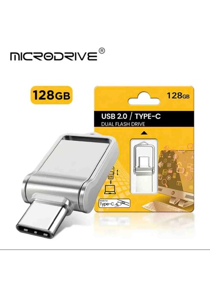 128GB.Type-C ve USB Flash Bellek Çift Girişli Metal Sağlam Orjinal