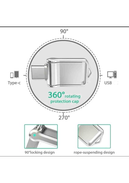 128GB.Type-C ve USB Flash Bellek Çift Girişli Metal Sağlam Orjinal