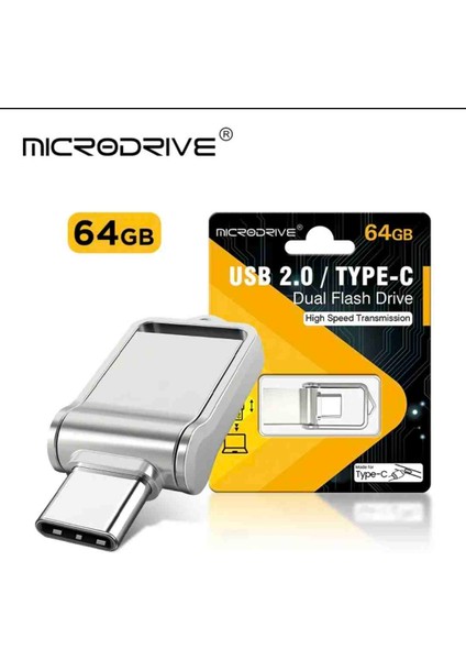 64GB. Type-C ve USB Flash Bellek Çift Girişli Metal Sağlam Orjinal