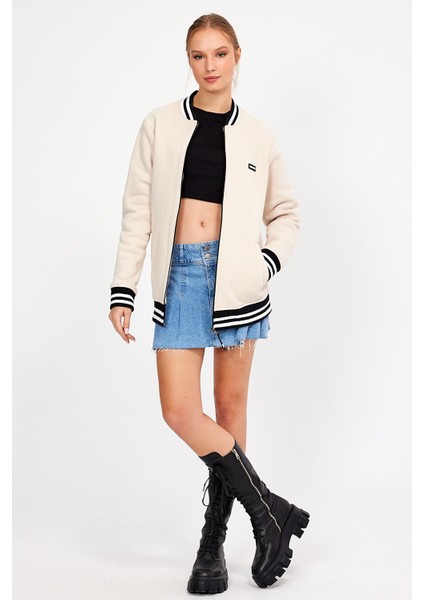 Astarsız Şardonlu Oversize Kolej Ceket Mont (E23-0019 00)