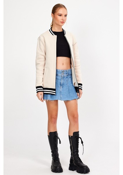 Astarsız Şardonlu Oversize Kolej Ceket Mont (E23-0019 00) modelleri