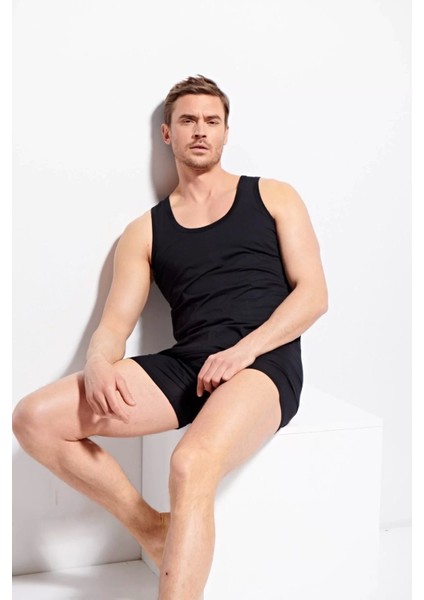 Erkek Penye %100 Pamuklu Premium Kalite Siyah Atlet K1100 - Siyah modelleri