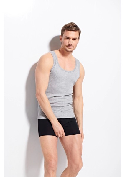 Erkek Penye %100 Pamuklu Premium Kalite Atlet K1100 - Gri