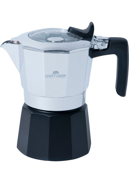 On Off Kamp Kahve Potu Moka Pot 150 ml 2 Cup Gümüş Siyah
