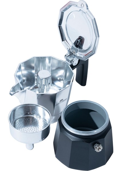 On Off Kamp Kahve Potu Moka Pot 150 ml 2 Cup Gümüş Siyah