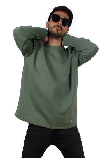 Yumuşak Pamuklu Kumaş Oversize Yuvarlak Yakalı Salaş Sweatshirt Erkek