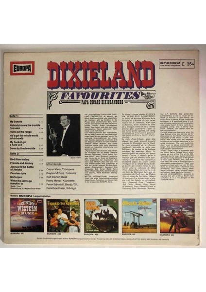 Papa Oscars Dixielanders Dixieland Favourites Lp Plak (Orjinal 1972 Alman Dönem Baskı)