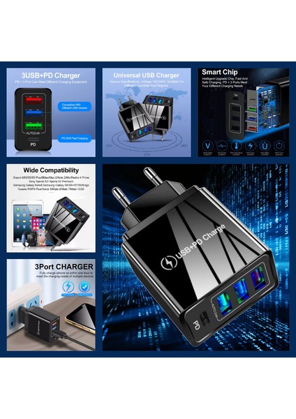 C4 Usb-A/usb-C/pd Hızlı Şarj Adaptör + C10 Type-C To Type-C 6A/240W/480MBPS + J15 Type-C 7A/120W/480MBPS Transparan Şarj ve Data Kablosu -2mt fiyatları