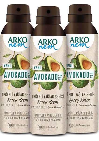 Nem Değerli Yağlar Avokado Sprey Krem 150 ml (3 Adet)