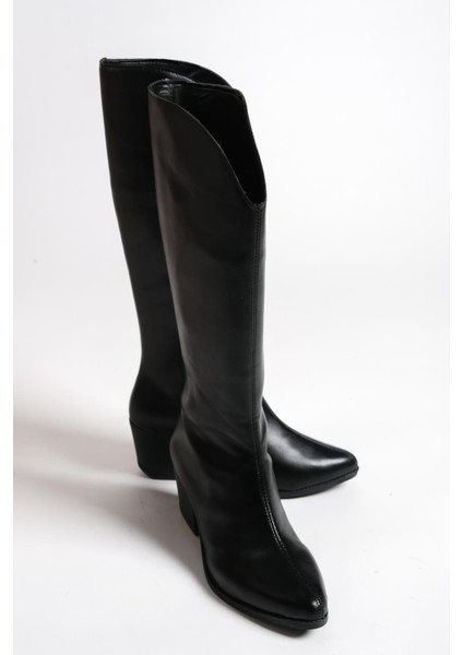 Uzun Sivri Burunlu Kovboy Bot Suni Deri Orta Topuklu Şık Tasarım indirimleri