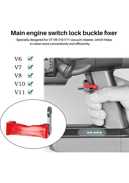 V6 V7 V10 V11 Elektrikli Süpürge Için Tetik Kilidi, Güç Düğmesi Kilidi Aksesuarları, Parmağınızı Serbest Bırakın Kırmızı (Yurt Dışından)