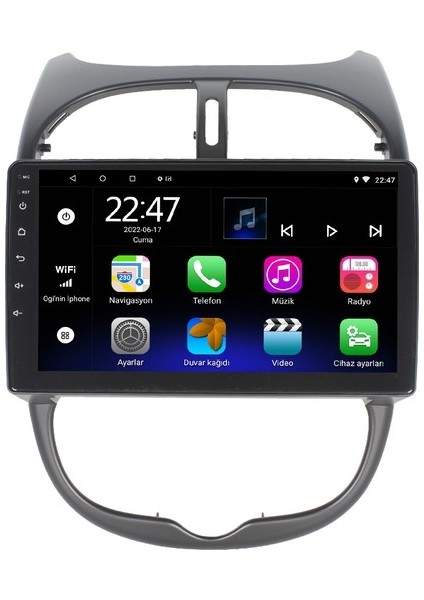 Peugeot 206 (2002-2010) Android 12 Carplay Navigasyon Multimedya - 2gb Ram 32GB HDD