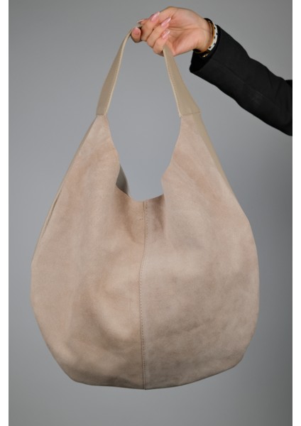 Puja Bej Cilt Bej Süet Kadın Omuz Çantası