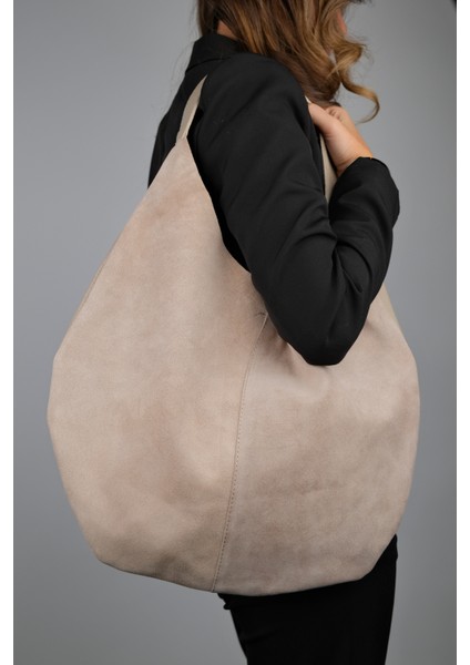 Puja Bej Cilt Bej Süet Kadın Omuz Çantası modelleri