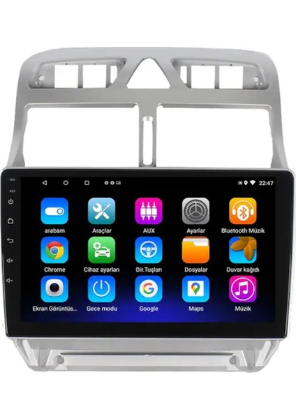 Peugeot 307 (2001-2008) Android 12 Carplay Navigasyon Multimedya - 4gb Ram 32GB HDD