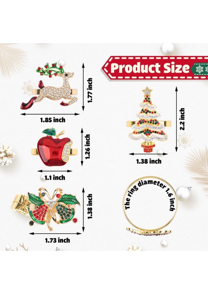 Noel Peçete Halkası 8 Set Metal Geyik Peçete Halkaları Sahipleri Tatil Için Taklidi Peçete Tokaları (Yurt Dışından) fırsatları