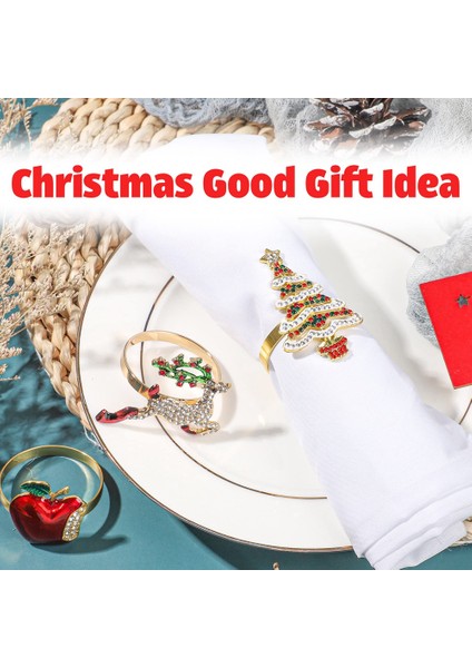 Noel Peçete Halkası 8 Set Metal Geyik Peçete Halkaları Sahipleri Tatil Için Taklidi Peçete Tokaları (Yurt Dışından) indirimleri