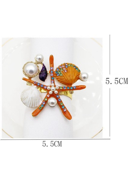 6 Adet Denizyıldızı Peçete Halkaları, Inci Taklidi Okyanus Denizcilik Peçete Halkası Sahipleri Düğün Için Parti, Masa Süsü, Vb, Turuncu (Yurt Dışından) fiyatları