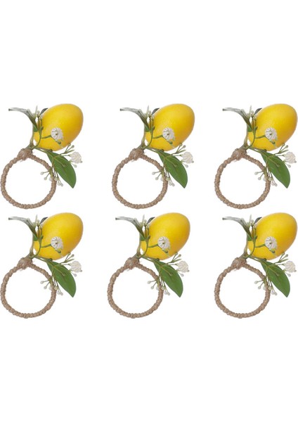 Limon Peçete Halkaları 6 Limon Asma Yaprağı Peçete Sahipleri Set Yemek Masası Süsü Ziyafet Düğün Doğum Günü Noel A (Yurt Dışından)