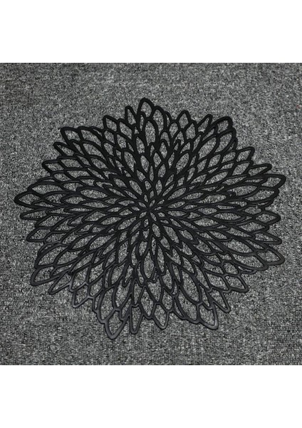 Stil Masa Dekorasyon Mat Hibiscus Çiçek Bronzlaştırıcı Pvc Servis Altlığı Siyah 6 Parça (Yurt Dışından) modelleri