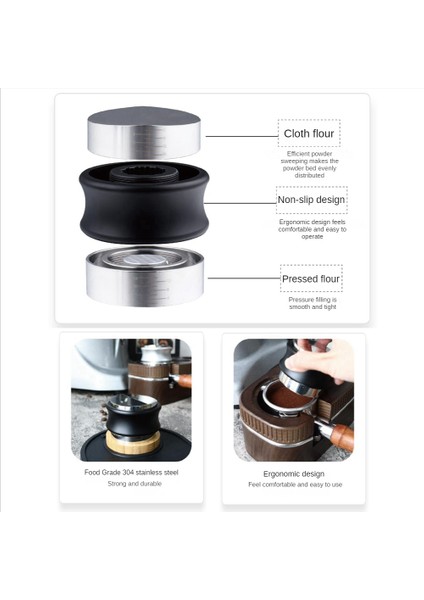 Kahve Dağıtıcı Sabotaj Çift Kafa Kahve Dengeleyici Ayarlanabilir Derinlik Espresso El Konik 54MM Portafilter (Yurt Dışından)