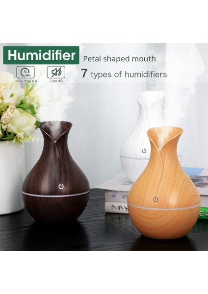 Elektrikli Hava Nemlendirici Uçucu Yağ Difüzörü Ultrasonik 130 ml Ahşap Tahıl Nemlendirici USB Mist Maker LED Işık C (Yurt Dışından) modelleri