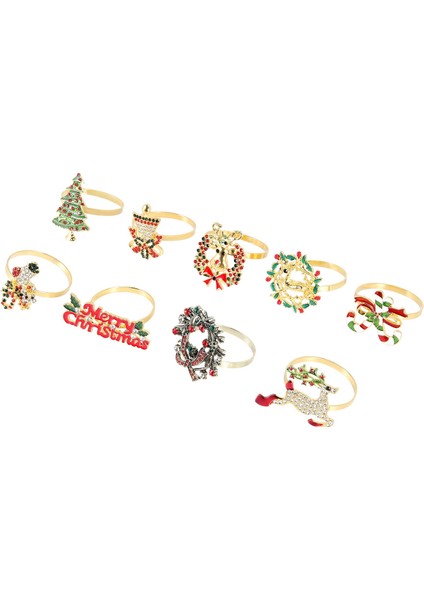 9 Parça Noel Peçete Halkaları Seti Metal Noel Peçete Tutucu Peçete Halkası Dekor (Yurt Dışından) modelleri