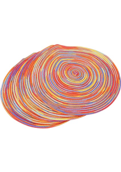 Örgülü Renkli Yuvarlak Yer Paspasları Mutfak Yemek Masası Koşucu Isı Yalıtımı Yıkanmaz Sonbahar Placemats 6'lı Set (Yurt Dışından)