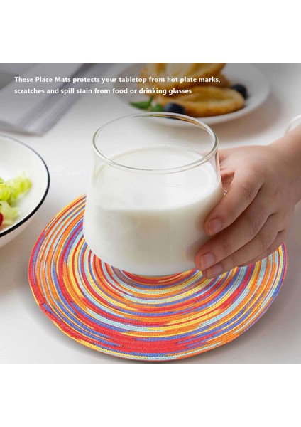 Örgülü Renkli Yuvarlak Yer Paspasları Mutfak Yemek Masası Koşucu Isı Yalıtımı Yıkanmaz Sonbahar Placemats 6'lı Set (Yurt Dışından) fiyatları