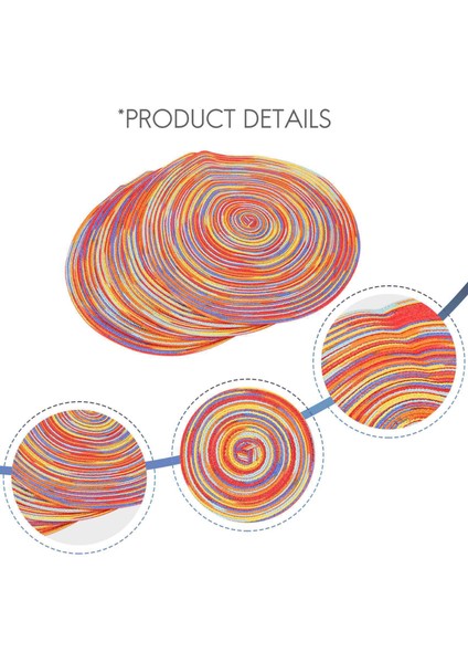 Örgülü Renkli Yuvarlak Yer Paspasları Mutfak Yemek Masası Koşucu Isı Yalıtımı Yıkanmaz Sonbahar Placemats 6'lı Set (Yurt Dışından) indirimleri