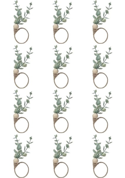 Peçete Halkaları 12 Set Rustik Okaliptüs Ahşap Peçete Halkaları Boho Yaprak Ahşap Boncuk Çiftlik Evi Peçete Halkası Tutucu (Yurt Dışından)