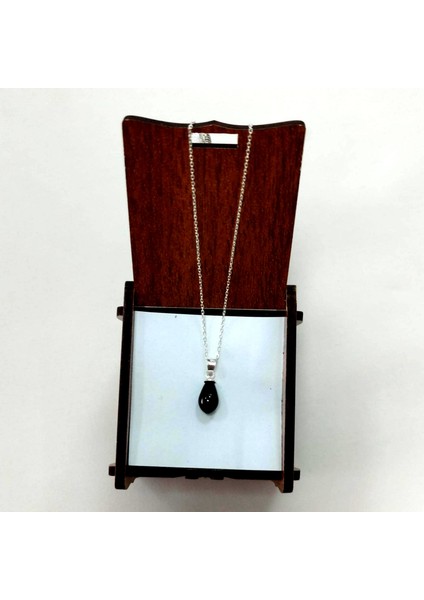 Oltu Taşlı 925 Ayar Gümüş Damla Kolye fiyatları