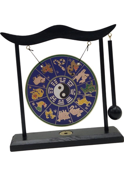 Gong Süsleme Rüzgar Çanları Feng Shui Pirinç Gong Masaüstü Çin Ir F (Yurt Dışından)