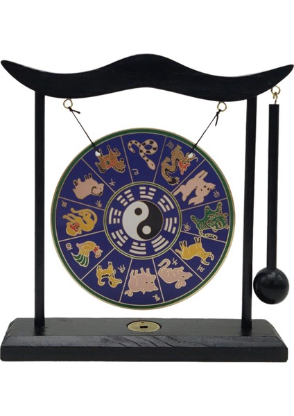 Gong Süsleme Rüzgar Çanları Feng Shui Pirinç Gong Masaüstü Çin Ir F (Yurt Dışından)