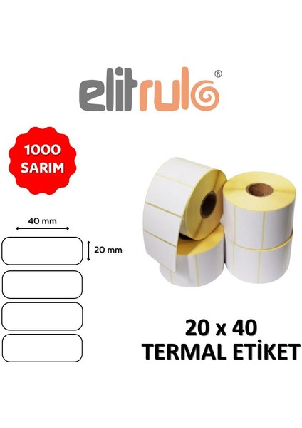 Elit Rulo Barkod Etiketi 20X40 Termal - 1000 Adet